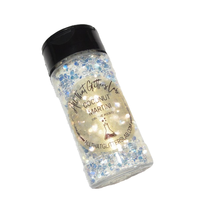 Coconut Martini(On The Rocks) white iridescent chunky mix glitter