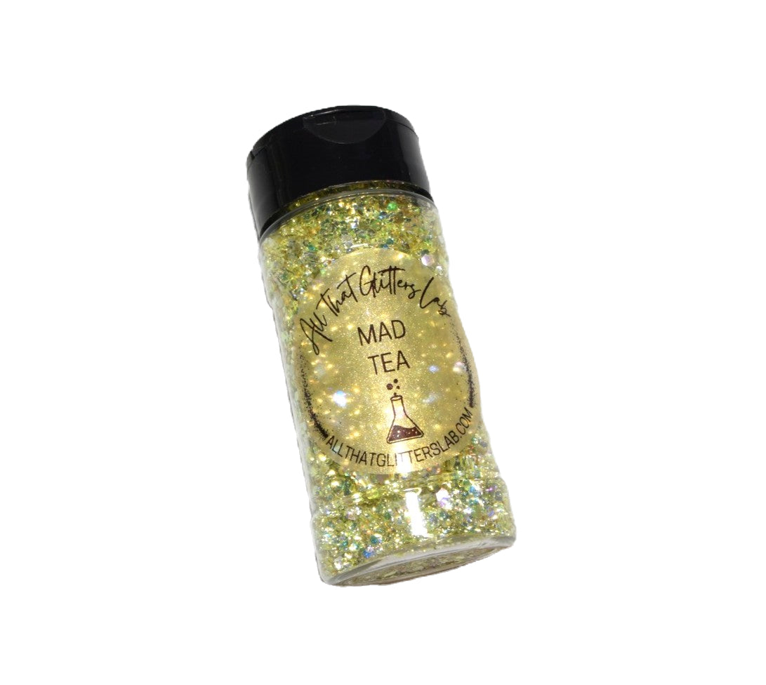 Mad Tea yellow holographic chunky mix glitter