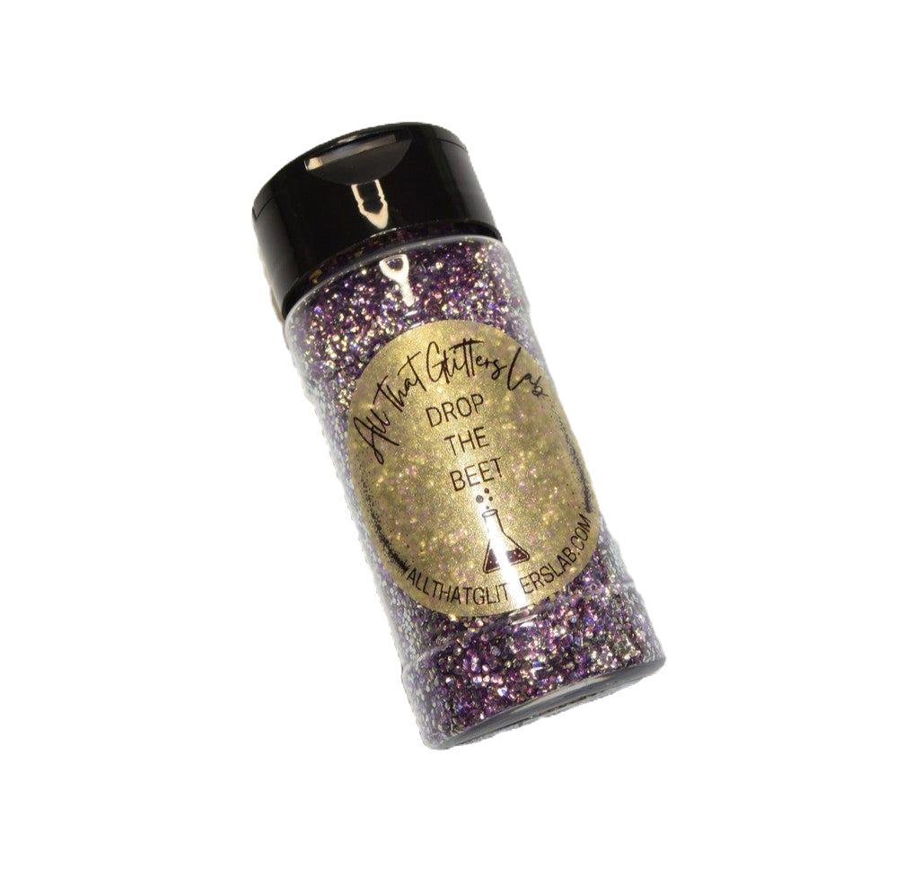 Drop The Beet purple iridescent tear glitter
