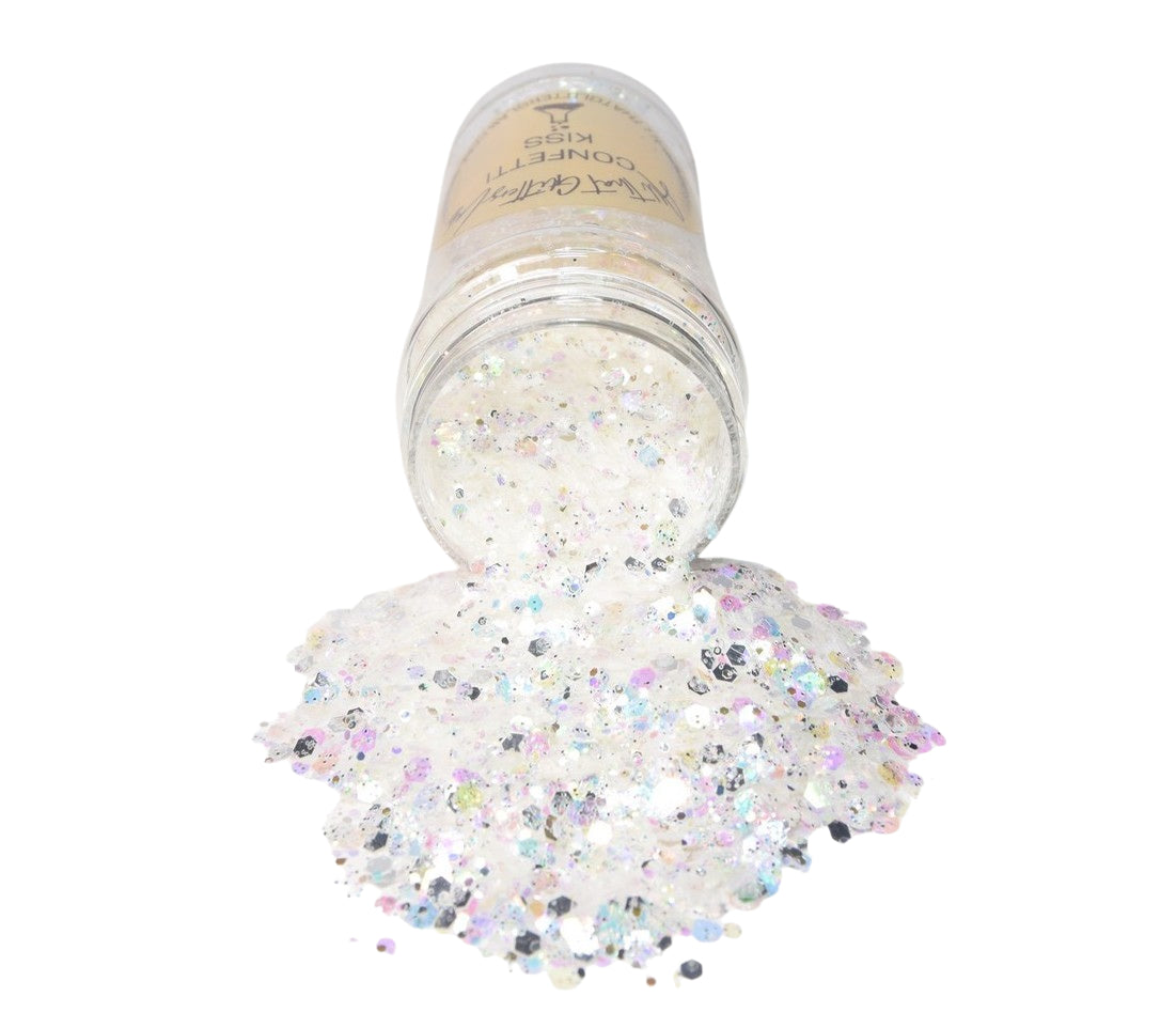 Confetti Kiss white iridescent chunky mix glitter