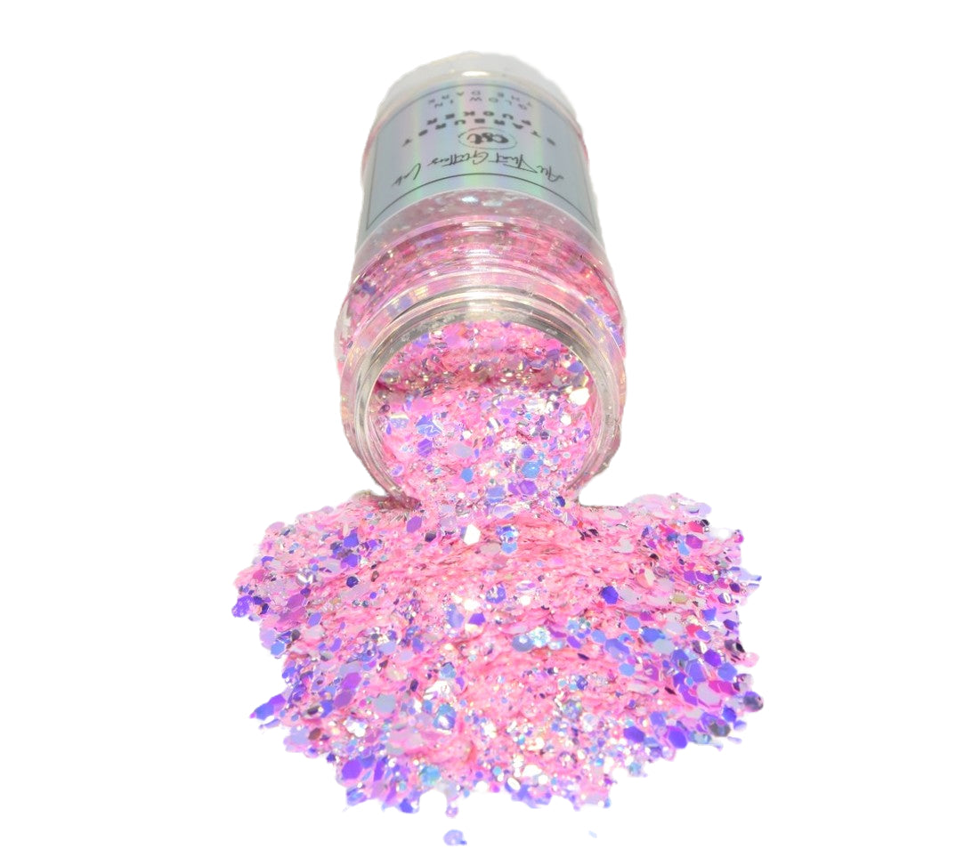 Starburst Pucker yellow glow in the dark chunky mix glitter