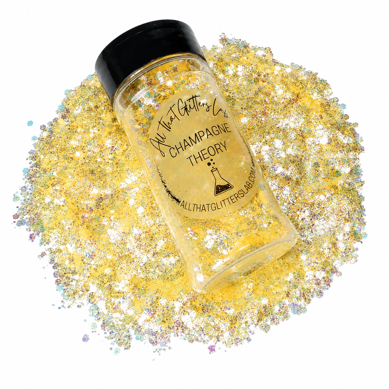 Champagne Theory yellow iridescent chunky mix glitter